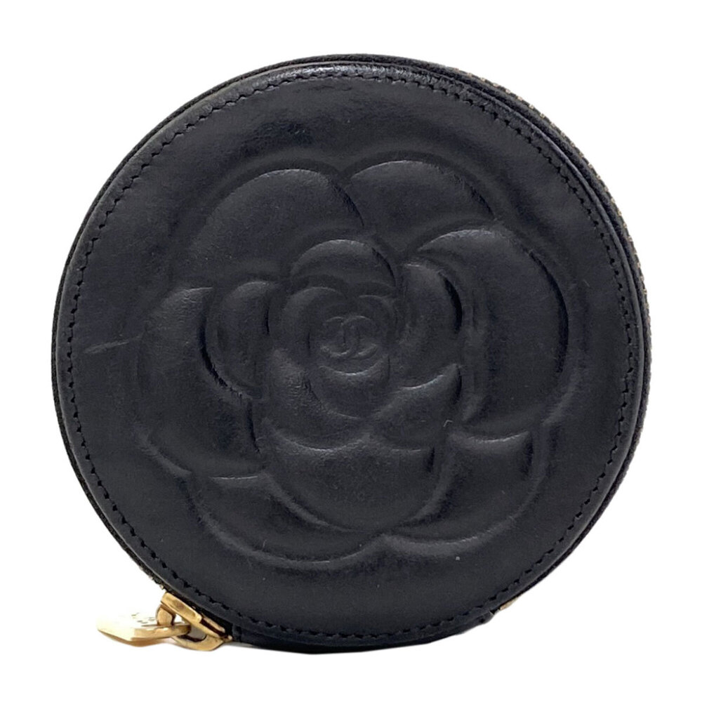 Chanel Camellia Gold Hardware Coin Case Calfskin Women's CHANEL